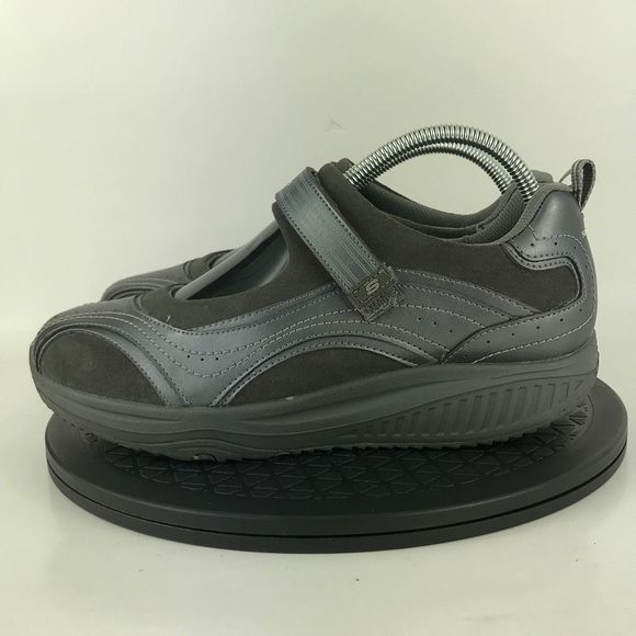 Skechers Shape Ups Mary Jane Hook & Loop Gray Comfort Shoes 24867EW Women Size 9 - Picture 8 of 12